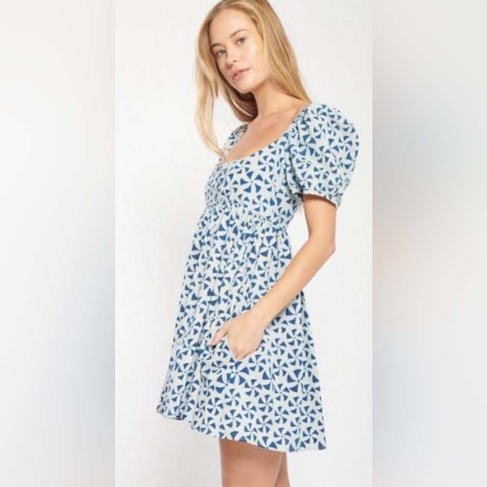 Ciao Lucia Diana Printed Pinwheel Mini Dress Blue